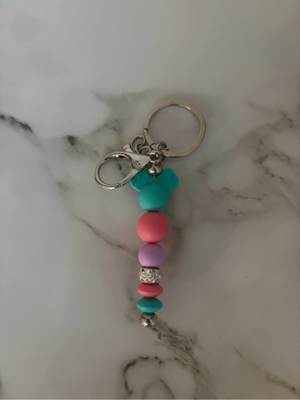 Kids Beaded Keychain Charm - Teal, Pink & Lavender